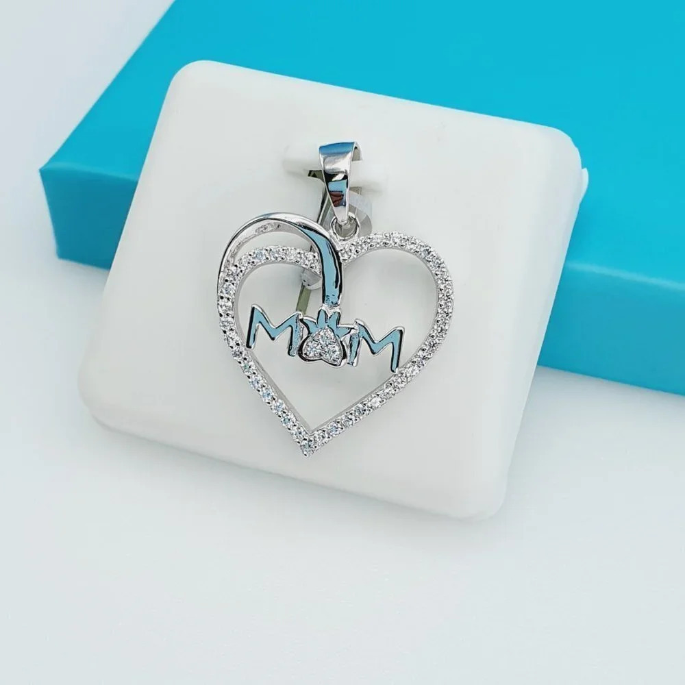 925 Sterling Silver CZ Beautiful Mom Pendant for Women, 1USPAR4083